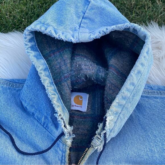 VTG Carhartt Denim Jacket Blanket Lined Mens ASAP Rocky XL - Picture 7 of 10